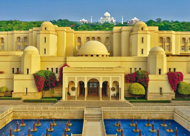 The Oberoi Amarvilas is so near the Taj that it seems like the two buildings are in the same compound, separated by a garden The Oberoi Amarvilas is so near the Taj that it seems like the two buildings are in the same compound, separated by a garden