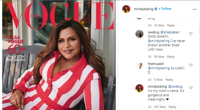 Mindy Kaling replies to fans’ comments (Instagram/mindykaling)