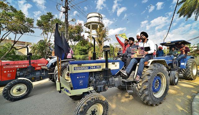 Tractor rally by farmers in Ludhiana on Tuesday. (Gurpreet Singh/HT) Tractor rally by farmers in Ludhiana on Tuesday. (Gurpreet Singh/HT)
