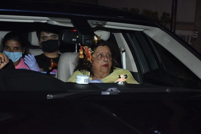 Rani Mukerji’s mother arrives for the party. Rani Mukerji’s mother arrives for the party.