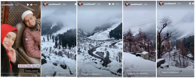 Sana Khan and Anas Sayied’s Kashmir holiday in pics. Sana Khan and Anas Sayied’s Kashmir holiday in pics.