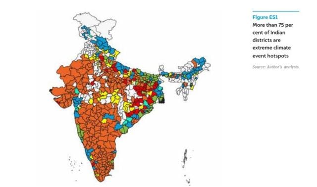 Indian districts has extreme climate event hot spots (CEEW report ) Indian districts has extreme climate event hot spots (CEEW report )