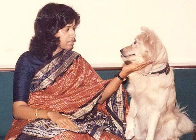 Kavita with her dog, Bingo, at home in Mumbai Kavita with her dog, Bingo, at home in Mumbai