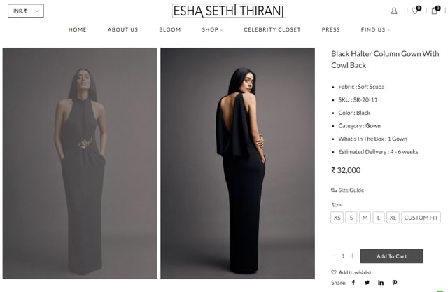 Taapsee’s gown is worth Rs 32,000. (eshasethithirani.com)