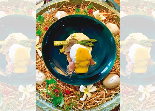 At The Oberoi Amarvilas, chef Arjun Singh Yadav does Eggs Benedict topped with slices of black truffle and he spoons them open with wild beluga caviar