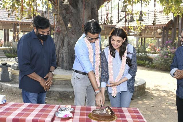 Kajal and Gautam cut a cake together. Kajal and Gautam cut a cake together.