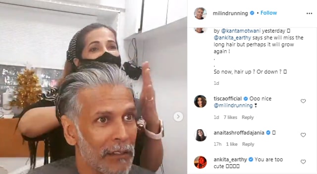Ankita Konwar’s comment on Milind Soman’s post (Instagram/milindrunning)