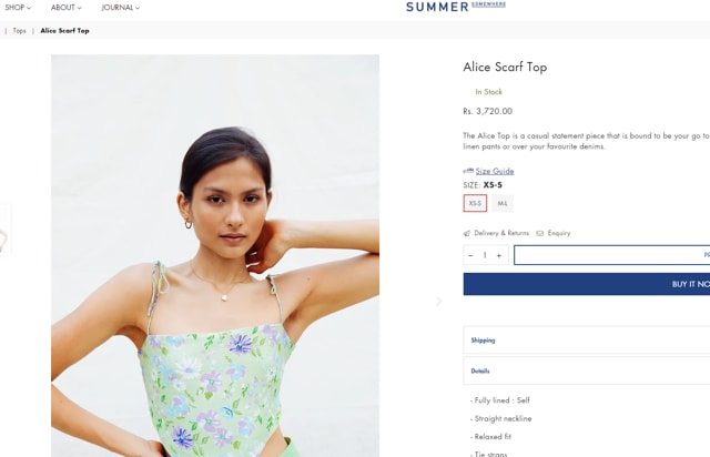 Janhvi’s top is worth Rs 3,720 (summersomewhereshop.com)