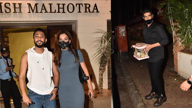 Zaid Darbar, Gauahar Khan and Manish Malhotra outside his showroom in Mumbai. (Varinder Chawla) Zaid Darbar, Gauahar Khan and Manish Malhotra outside his showroom in Mumbai. (Varinder Chawla)