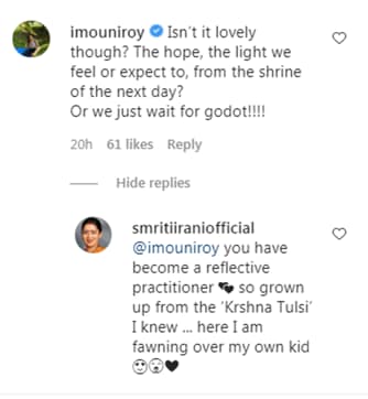 Conversation between Smriti Irani and Mouni Roy. (Instagram/@smritiiraniofficial)