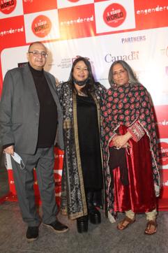 Actor Vivek Vaswani, Myna Mukherjee (festival curator), and filmmaker Deepa Mehta at the screening of Funny Boy.