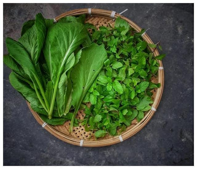 Fresh organic greens grown at homes back in Assam, many of whom also have a medicinal value Fresh organic greens grown at homes back in Assam, many of whom also have a medicinal value
