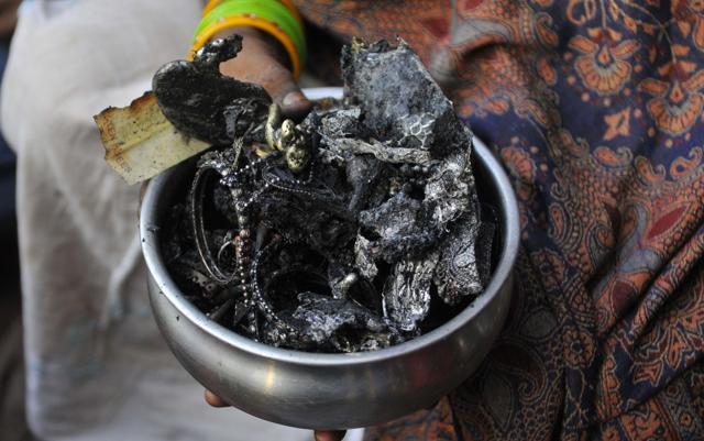 Close-up of what remains of Rupali’s jewellery. (Keshav Singh/HT)