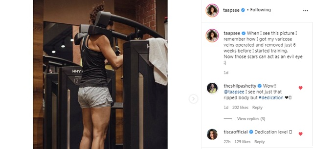 Shilpa Shetty Kundra and Tisca Chopra’s comments on Taapsee Pannu’s picture (Instagram/taapsee)