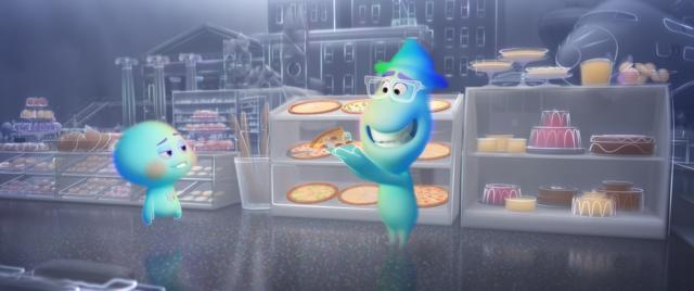 This image released by Disney-Pixar shows the character 22, voiced by Tina Fey, left, and Joe Gardner, voiced by Jamie Foxx, in a scene from the animated film Soul. (AP) This image released by Disney-Pixar shows the character 22, voiced by Tina Fey, left, and Joe Gardner, voiced by Jamie Foxx, in a scene from the animated film Soul. (AP)