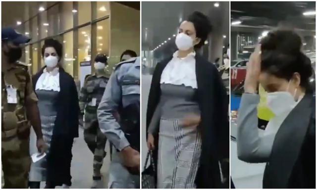 Kangana at Mumbai airport. (Varinder Chawla) Kangana at Mumbai airport. (Varinder Chawla)