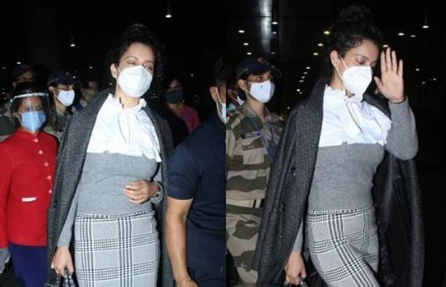 Kangana waves to the waiting press. (Varinder Chawla) Kangana waves to the waiting press. (Varinder Chawla)