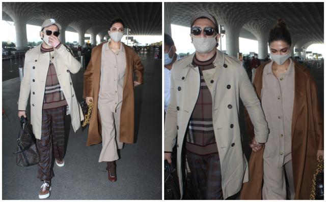 Ranveer Singh and Deepika Padukone were twinning in shades of brown and beige. (Varinder Chawla) Ranveer Singh and Deepika Padukone were twinning in shades of brown and beige. (Varinder Chawla)