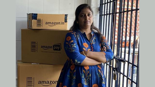 Jamuna Rani, an Amazon delivery service partner since 2016 (Amazon) Jamuna Rani, an Amazon delivery service partner since 2016 (Amazon)
