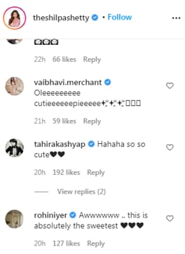 Comments on the video (Instagram/theshilpashetty)