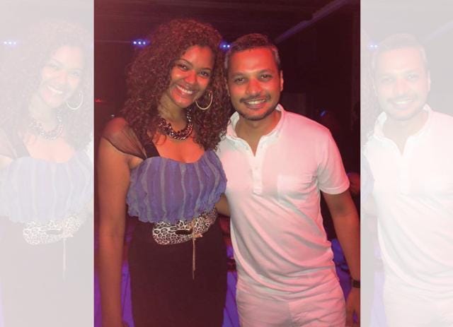 Riaan with Stephanie, a singer, who he made friends with in Mauritius Riaan with Stephanie, a singer, who he made friends with in Mauritius