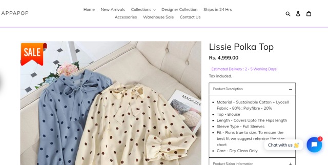 Kareena’s Lissie polka top is credited to fashion brand Appapop (appapop.com)