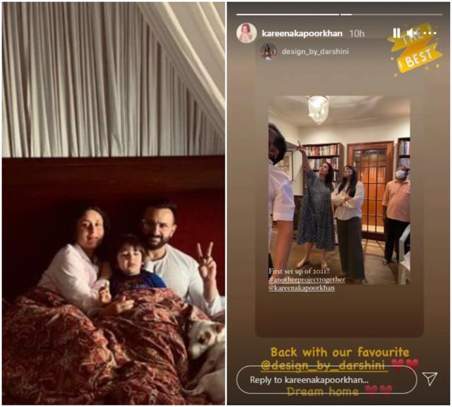 Kareena at her old and new home respectively. Kareena at her old and new home respectively.