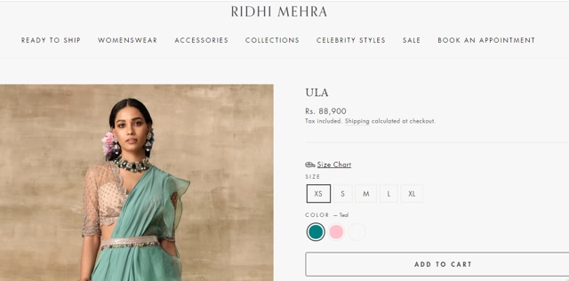 Alaya F’s saree by Ridhi Mehra (ridhimehra.com)
