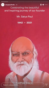 Satya Paul passed away on January 6, 2021. (Instagram/satyapaulindia)
