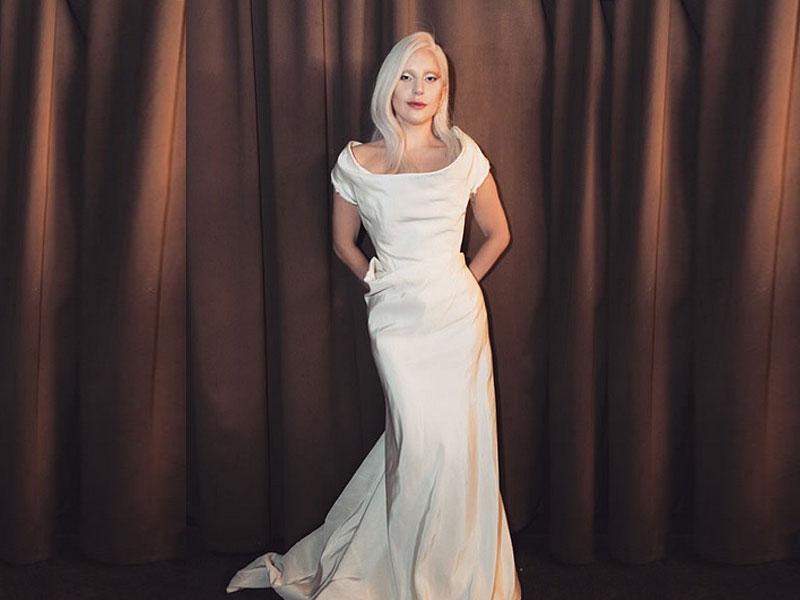 lady gaga white gown