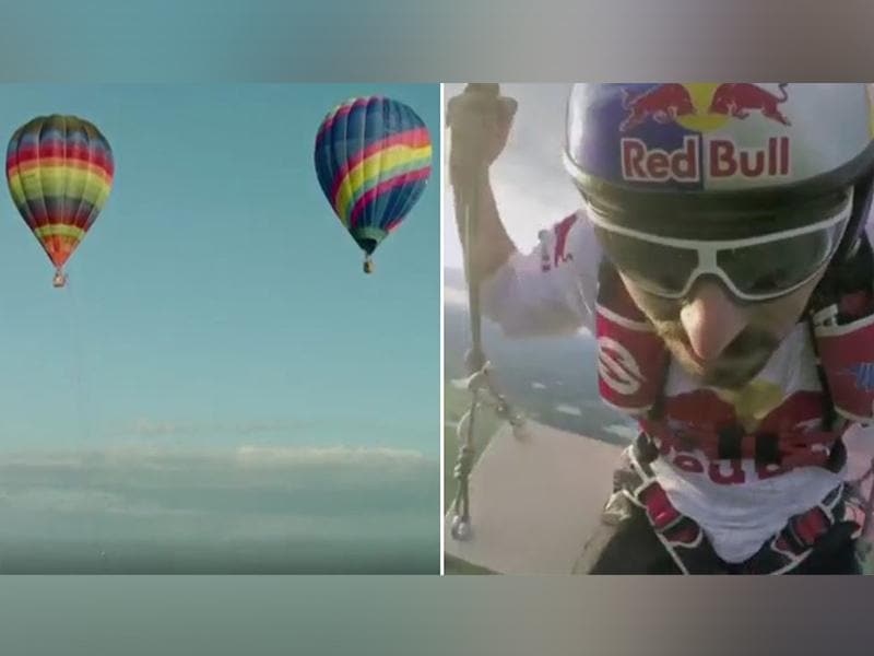 Watch Daredevils Attempt Amazing Stunt Swing Between Hot Air Balloons Hindustan Times