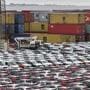 Cars for import and export in the free harbour in Bremerhaven, Germany. A no-deal Brexit could reduce demand by as much as 15% in Europe’s second-largest market, according to LMC.