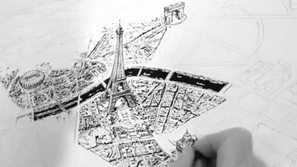 Watch | Artist draws map of Paris | Hindustan Times