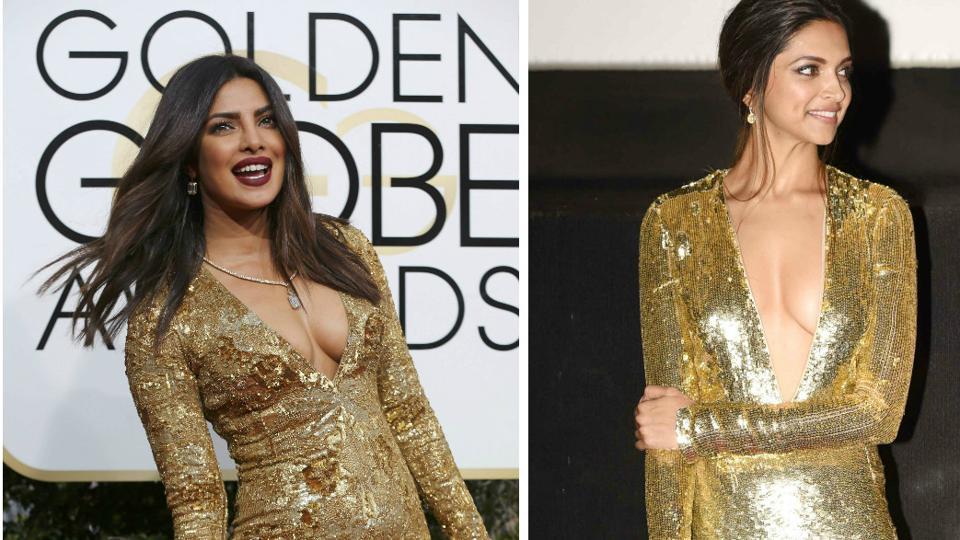 Preanka Xxx - Deepika Padukone or Priyanka Chopra: Who wore the sparkly gown better? |  Hollywood - Hindustan Times