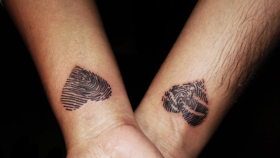 Tattoo tagged with matching small heart family black conventional  heart love forearm tatuaje poonkaros fingerprint couple tatuajes   inkedappcom