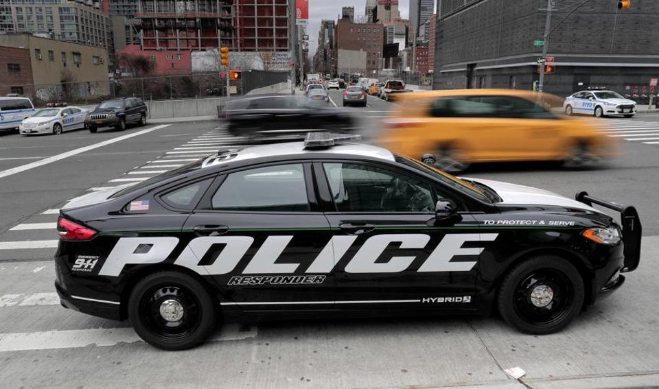 A prototype of the Ford Fusion police hybrid car A prototype of the Ford Fusion police hybrid car