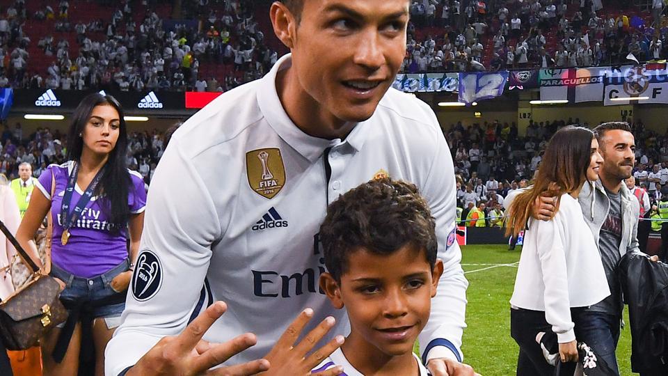 Bend It Like Dad Cristiano Ronaldo And Son Show Off Free Kick Skills See Video Hindustan Times