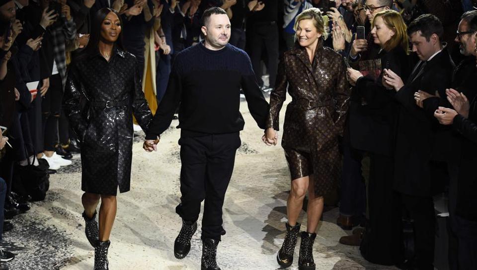 David Beckham joins Kate Moss at Paris men's fashion week for Louis Vuitton  show