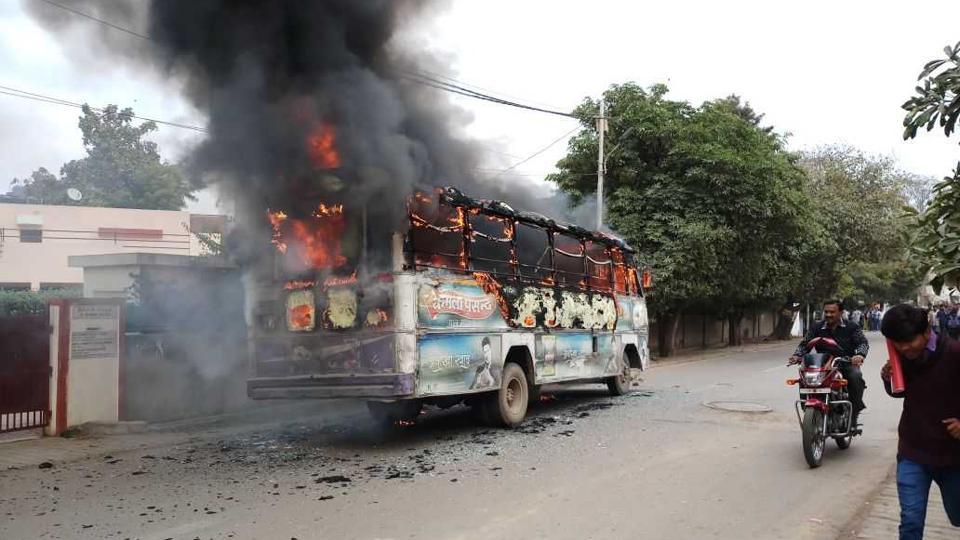 Dalit student’s murder: Protesters hold demonstration, set bus afire in ...