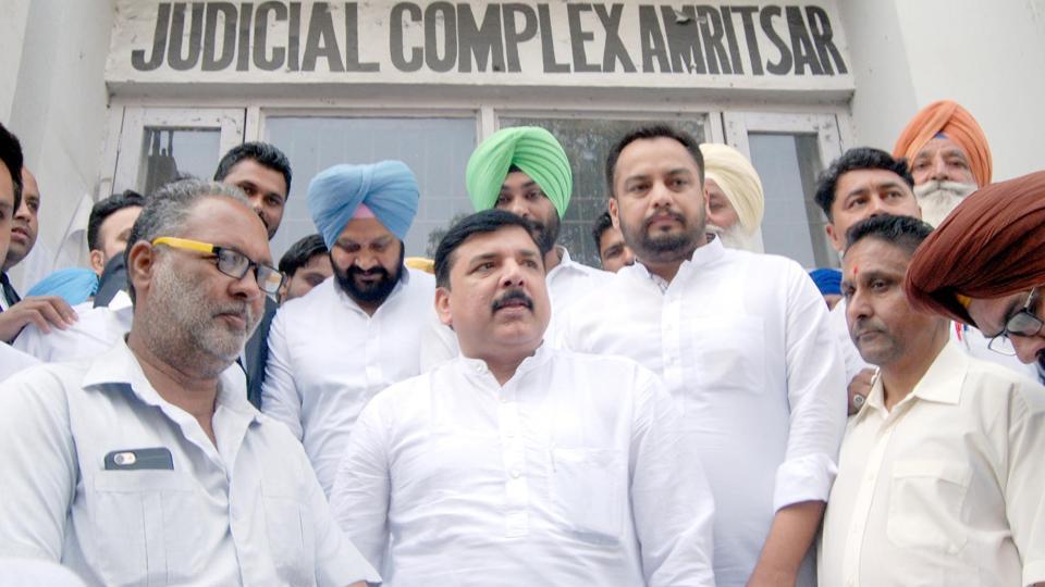 Majithia defamation case Sanjay Singh appears in Amritsar court, mum