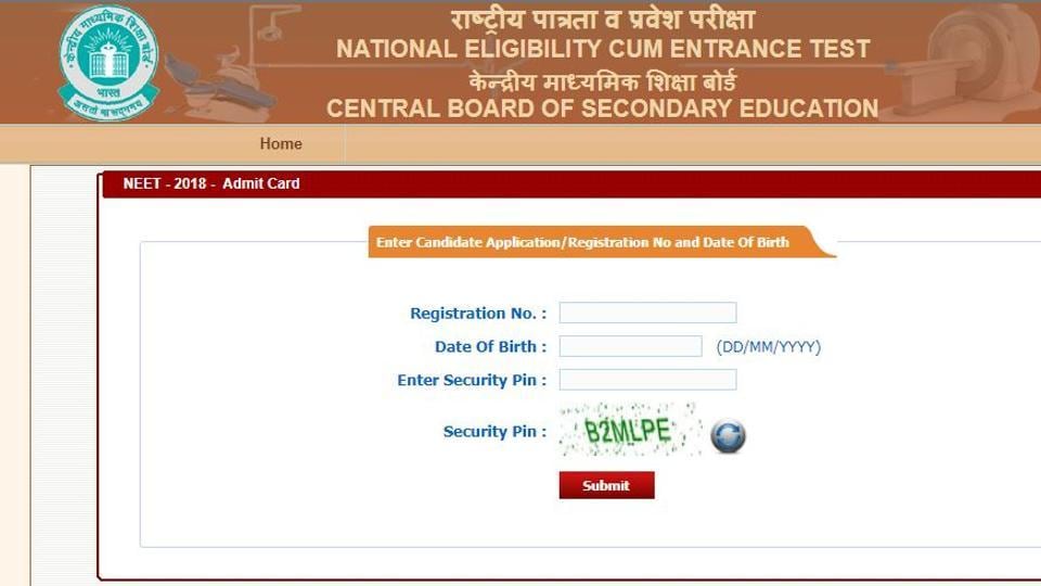RELEASED! NEET 2018 admit card released by CBSE, download ...