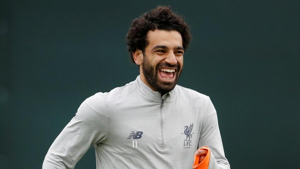 Liverpool FC - All smiles from Mohamed Salah in training last night 