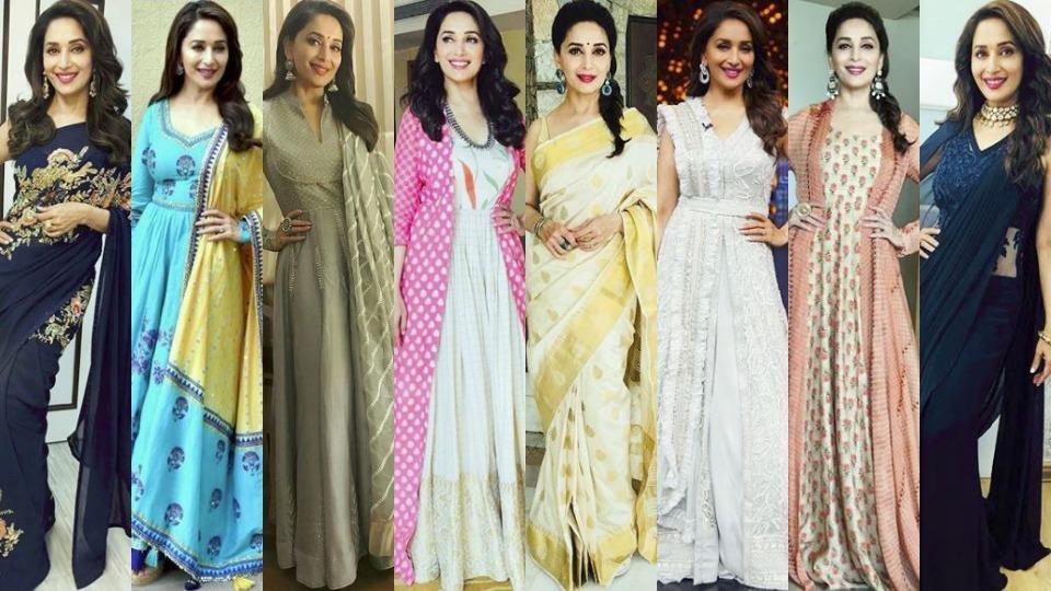 Madhuri Dixit Bf Sexy Videos - Madhuri Dixit wore the most gorgeous sarees, anarkalis for Bucket List  promotions | Fashion Trends - Hindustan Times