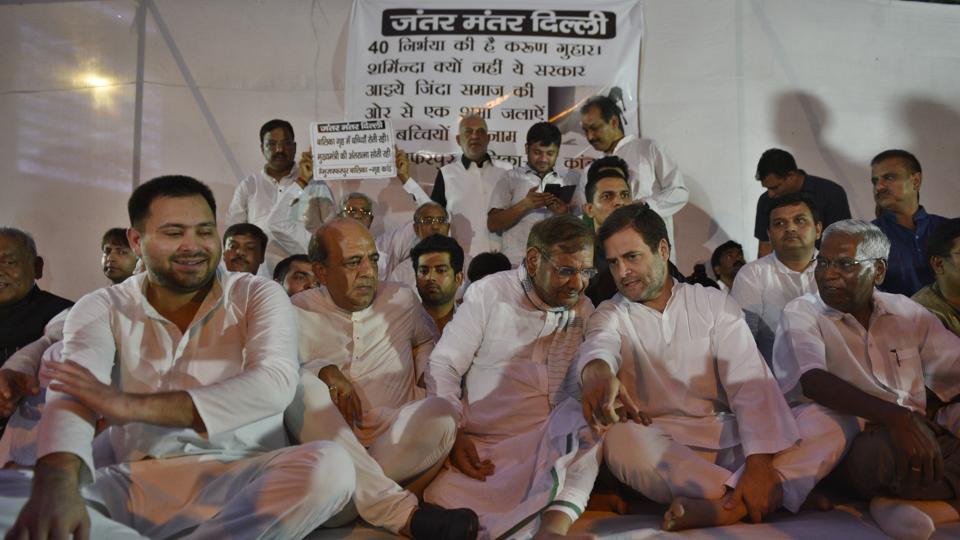 Rahul Gandhi joins RJD’s Tejashwi Yadav to protest against rapes at Muzaffarpur shelter home