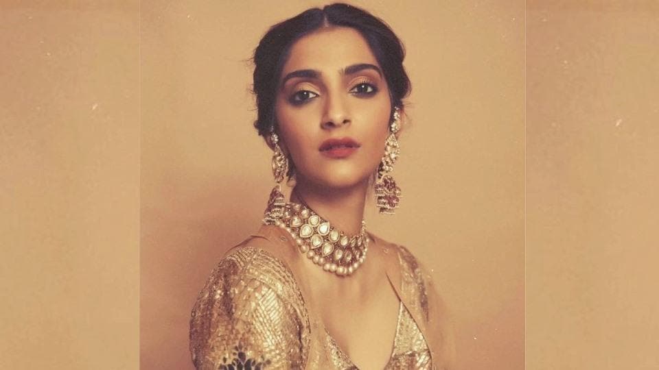 960px x 540px - Sonam Kapoor looks ethereal in glittery nude and gold lehenga. See pics |  Fashion Trends - Hindustan Times