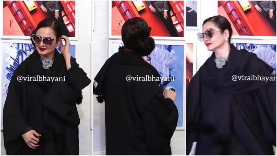 Watch Rekha’s hilarious reaction on realising she is posing next to Amitabh Bachchan’s photo