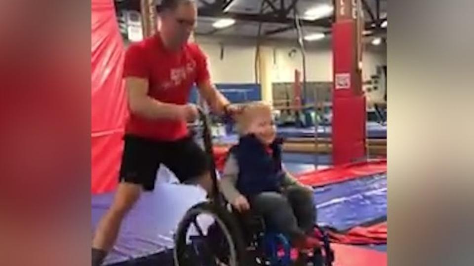 Watch Boy in wheelchair jumps, enjoys on trampoline Hindustan Times
