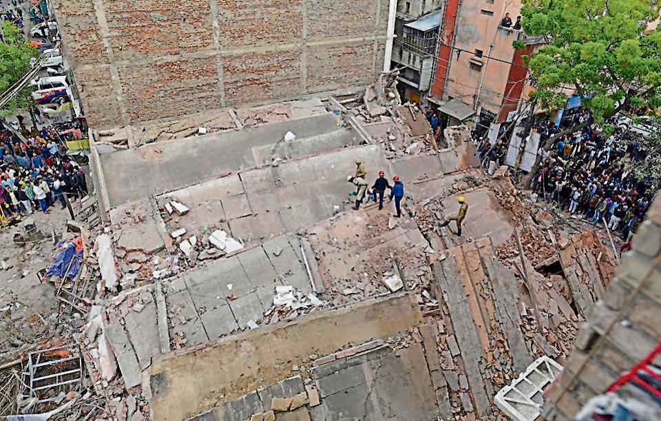 Building collapses in Delhi’s Karol Bagh, residents escape by a whisker