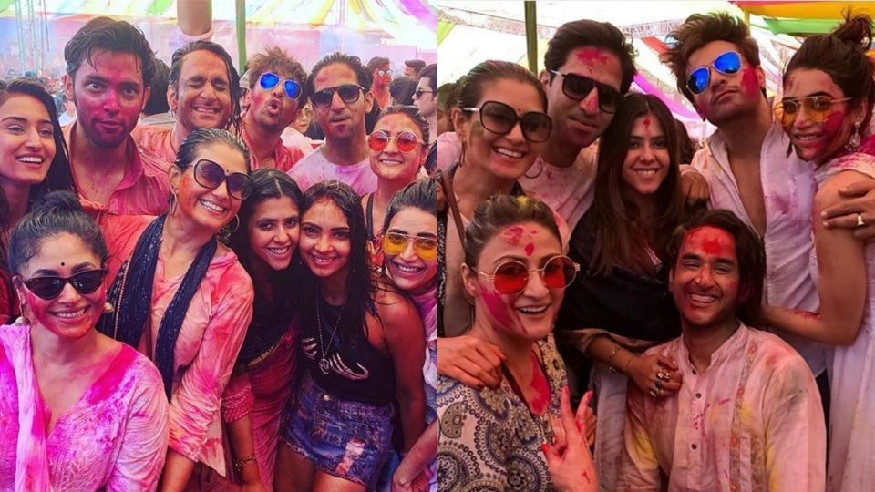 Ekta Kapoor Holi Bash Kasautii Zindagii Kay Actors Erica Fernandes 3498