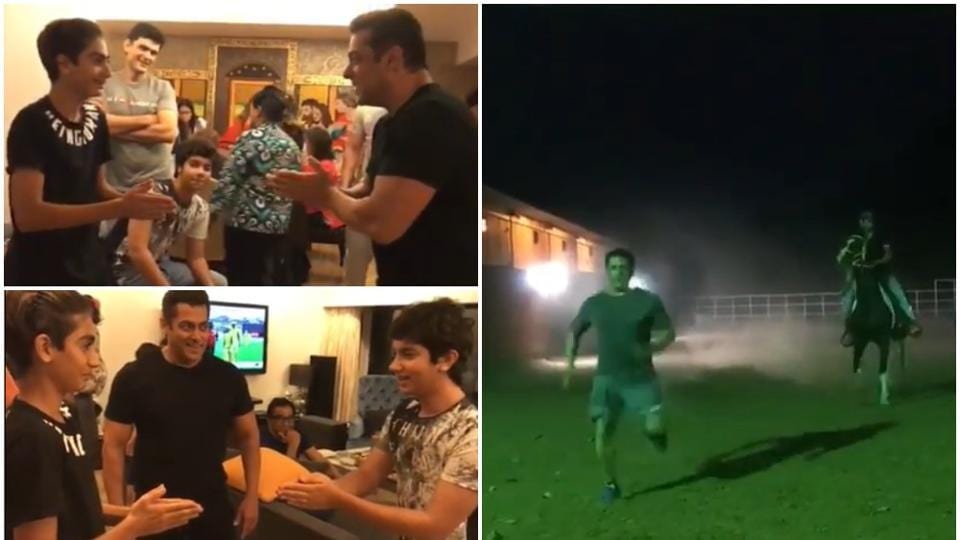 Salman Khan beats a horse in a race, shares more family videos with nephews. Watch them here